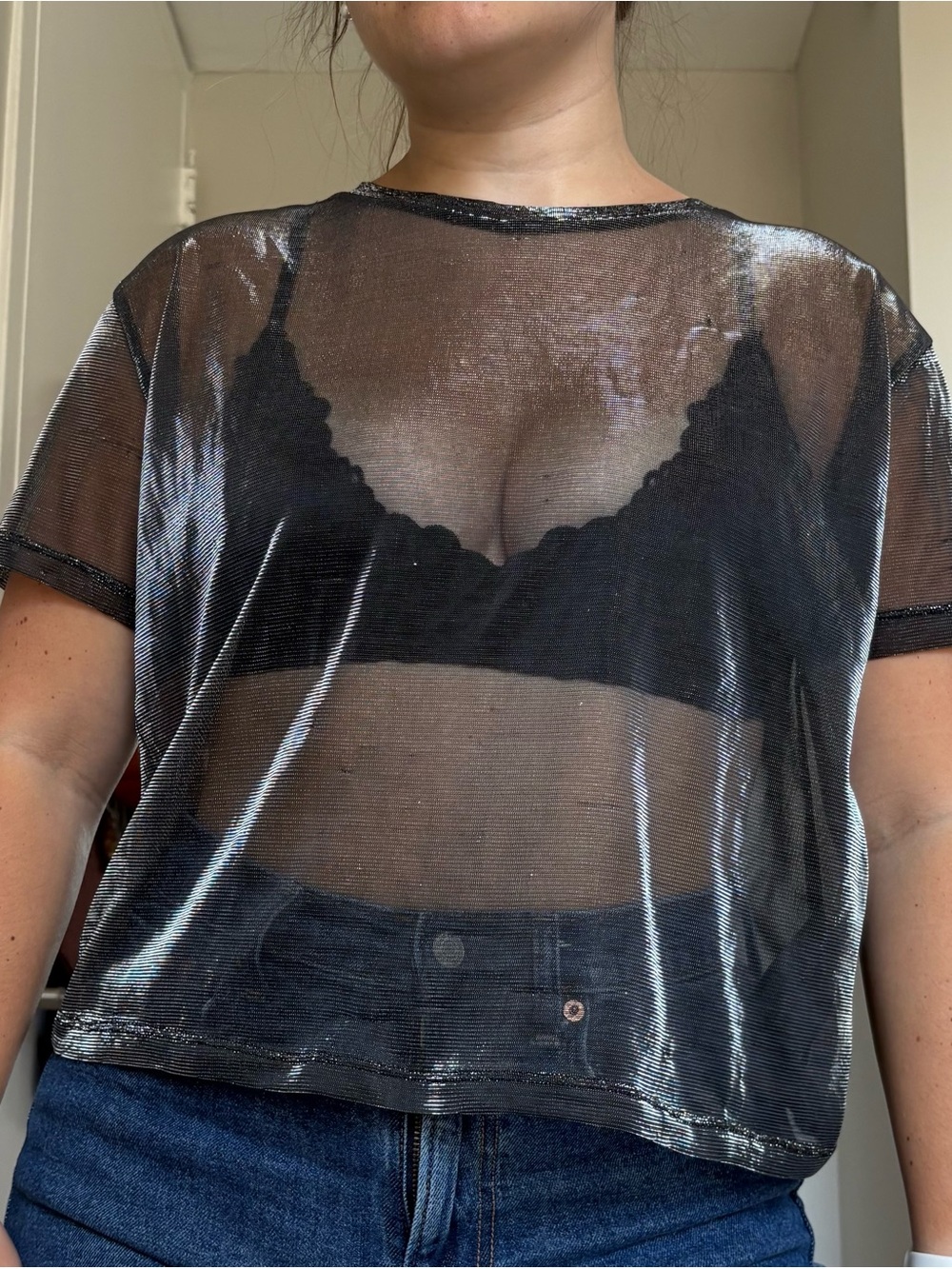 H&M Divided shiny sheer top